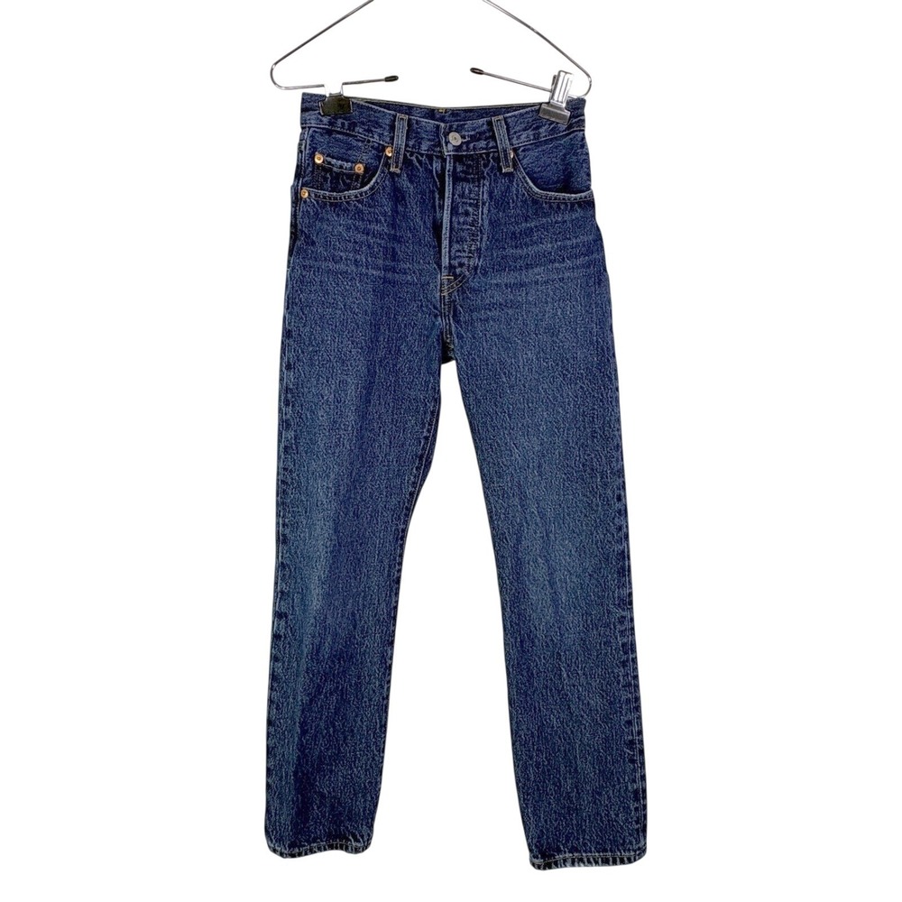 Levi's 501 Original Straight Jeans Womens W24 L28 Dark Blue Excellent Button Fly